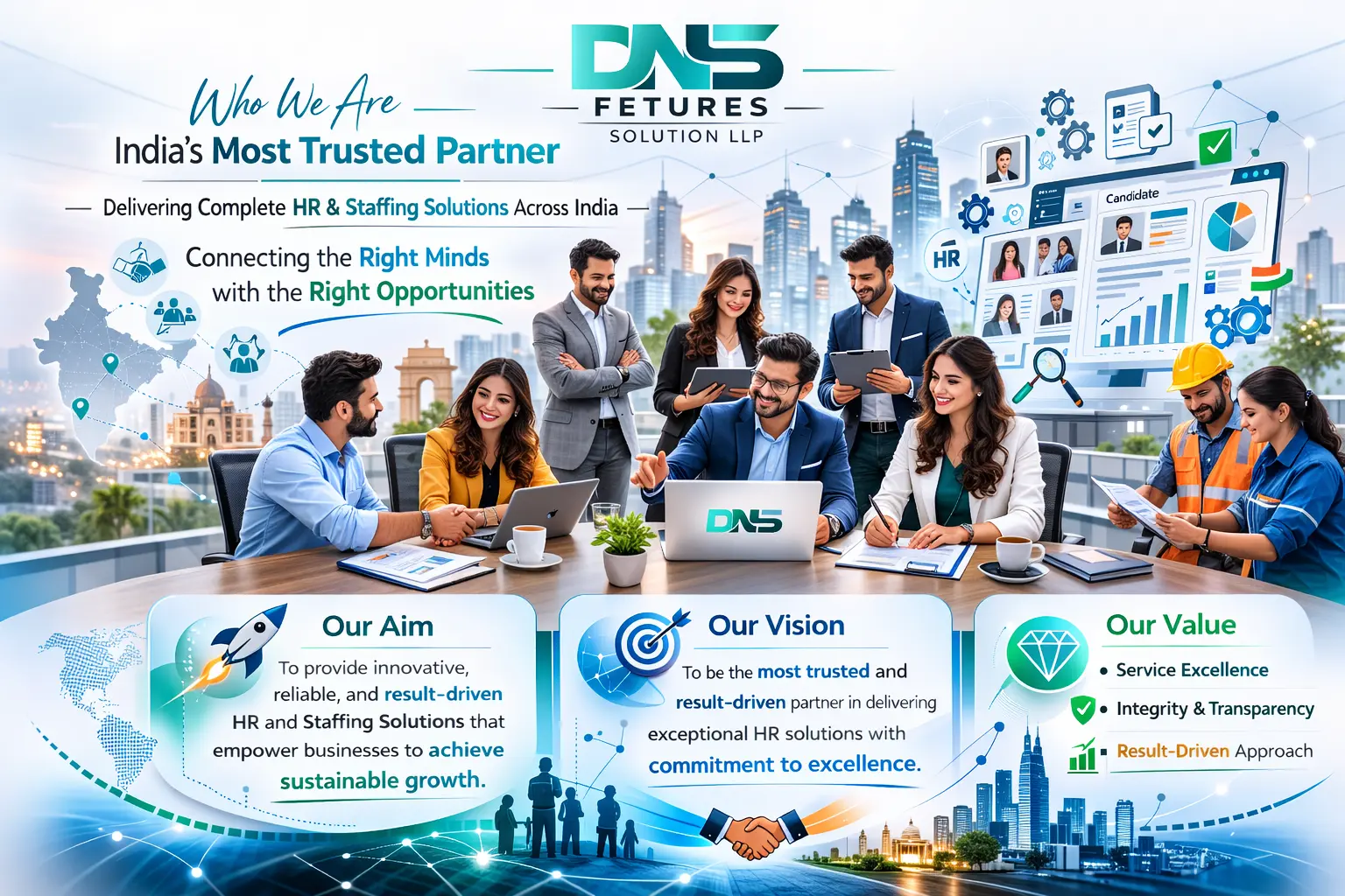 DNS Features Solution LLP office in Mumbai — dedicated HR professionals working together to connect talent with opportunity across India